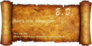Bertics Demeter névjegykártya